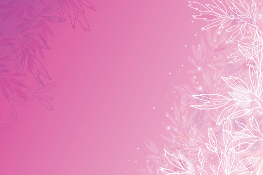 Vector glowing pink tree branches horizontal background with