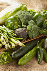 Group of Fresh Organic Assorted Green Vegetables