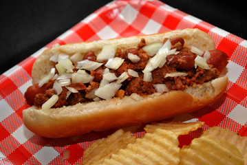 Chili Dog with Chopped Onion