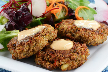 Crab cakes with salad