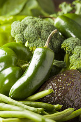 Group of Fresh Organic Assorted Green Vegetables