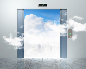 elevator doors and the natural landscape