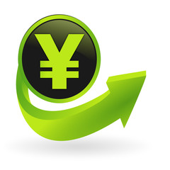 Obraz premium bouton yen flêche verte