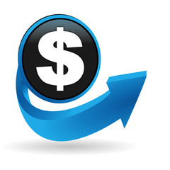 dollars sur bouton flêche bleue