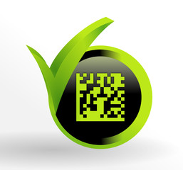 icône flashcode sur bouton vert et noir - obrazy, fototapety, plakaty