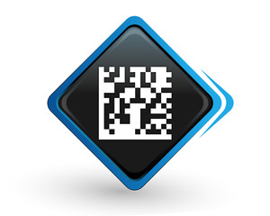icône flashcode sur bouton carré bleu - obrazy, fototapety, plakaty