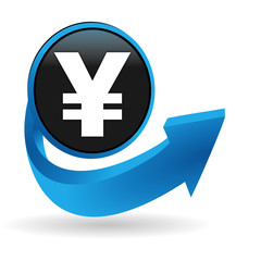 Fototapeta premium yen sur bouton flêche bleue