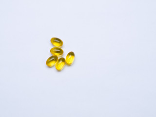 Fish oil upplements isolated on white backgound
