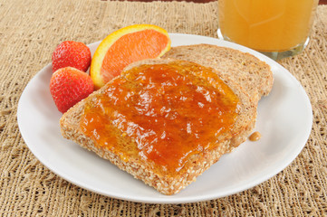 Apricot jam on toast