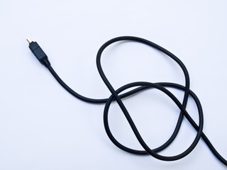 Black usb cable isolated on white background