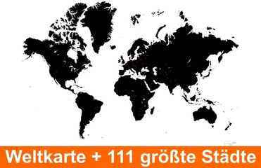 Naklejka premium Mapa świata wektor sylwetka miast