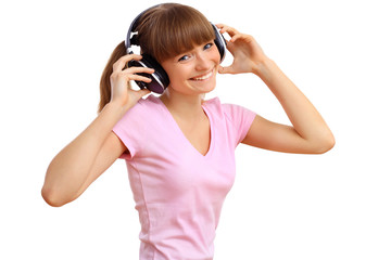 Naklejka premium Happy smiling girl dancing