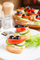 snack of crackers and vegetables