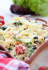 fragrant homemade pasta with spinach and cheese