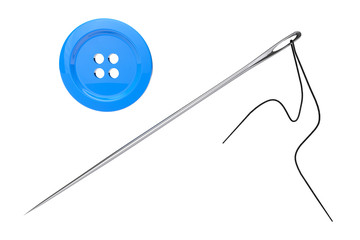 Fototapeta premium Needle and Blue Button