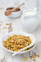 pumpkin granola with milk and honey
