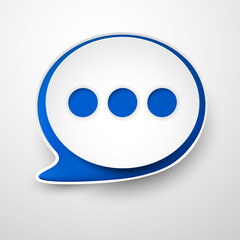 Paper white-blue speech bubble.