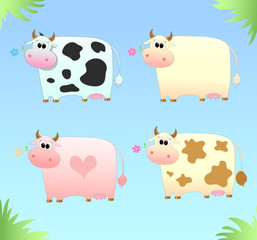 four colored cow