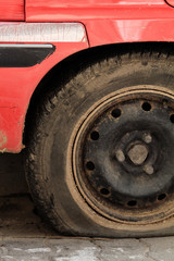 Fototapeta na wymiar Flat tire