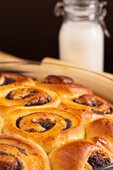 Poppy seed rolls with milk