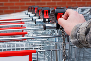 Insert money Supermarket shopping cart