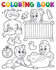 Peel and stick wall murals DIY Coloring book babies theme image 1