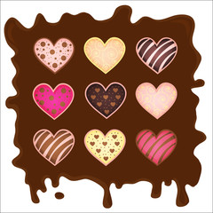 set of the sweetmeats  heart on chocolate