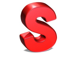 3D shiny red letter collection over white background