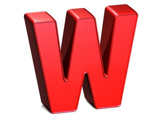 3D shiny red letter collection over white background