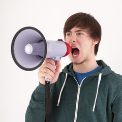 Young man with megaphone