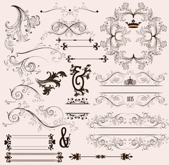 Set of calligraphic vintage design elements and page decorations