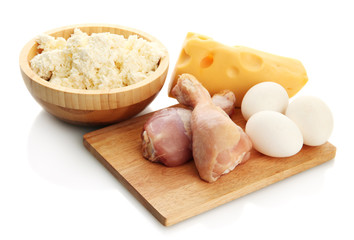 food with protein, isolated on white