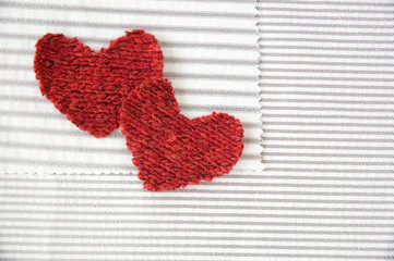 red hearts on striped fabric