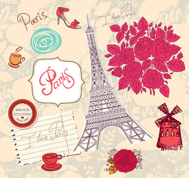 Vector set of Paris symbols