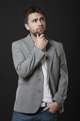 Thoughtful and handsome man