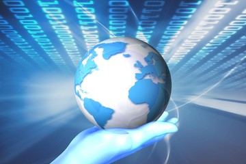 Internet, Welt, Planet, Erde, Hand, Binärcode, Hintergrund, Network, blau