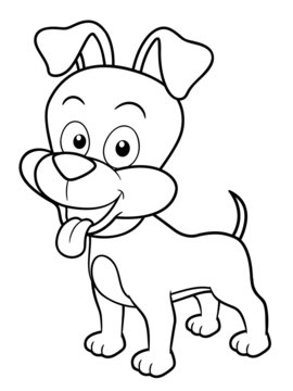 illustration of Cartoon Dog - Coloring book