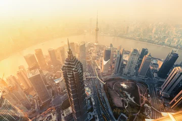 Deurstickers Shanghai Skyline van Shanghai