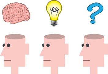 Isolated heads open thinking various things