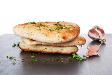 Delicious naan bread background.