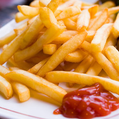 Golden French fries potatoes