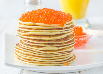 pancakes with caviar