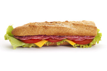 baguette with meat and vegetables