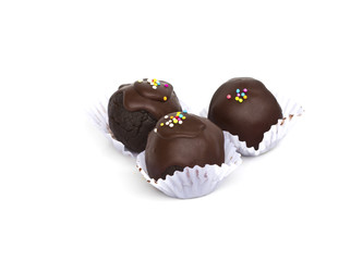 Delicious dark milk chocolate on white background