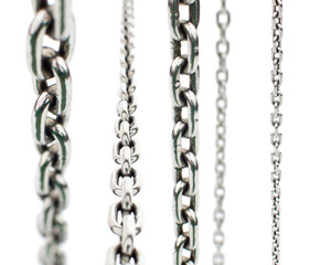 set of metal chains isolated on white background