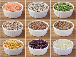 Сollage of legumes and cereals