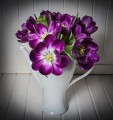 purple tulips - old  style of photography