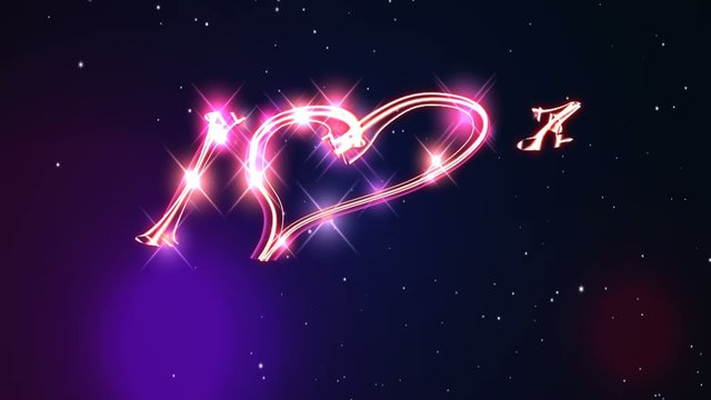 I Love You animated words on sky stars