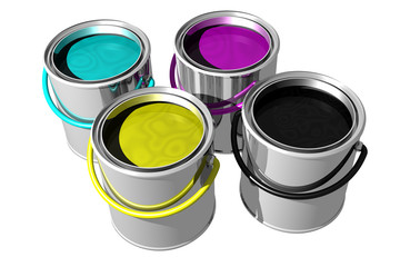 CMYK paint cans (3D)