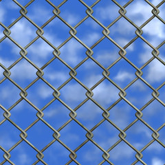 Naklejka premium Chainlink fence and sky (Seamless texture)